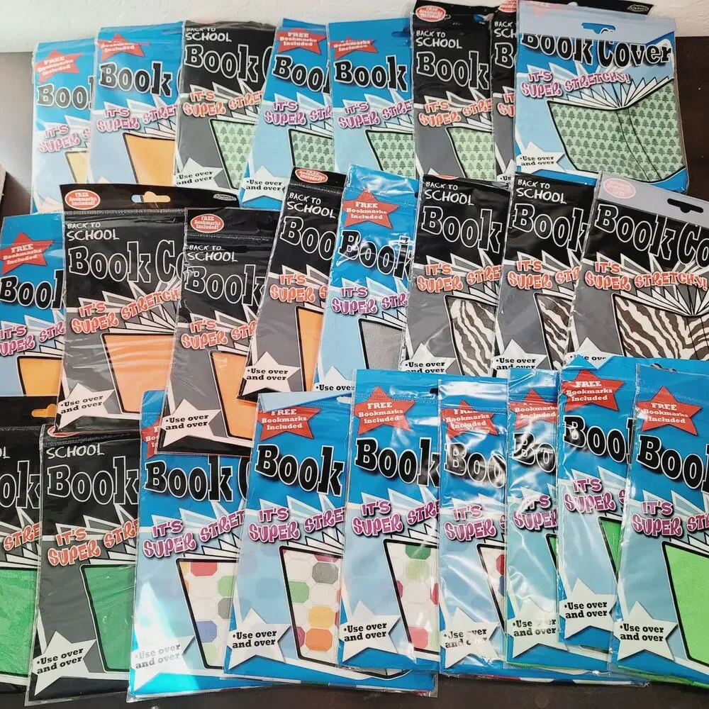Its Academic Stretchy Book Cover Lot of 25 Covers Green Orange Zebra Grey NEW